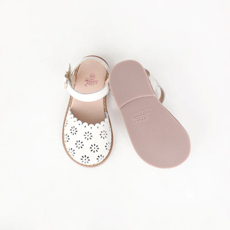 Summer Girls Sandals Cut-Outs Petal Kids Shoes Genuine Leather Princess Sandals High-grade Children Sandals