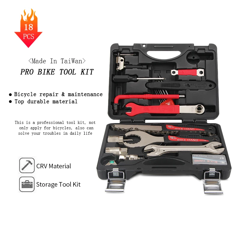 BIKEHAND 18 In 1 Multiful Bicycle Tools Kit Portable Bike Repair Tool Box Set Hex Key Wrench Remover Crank Puller Cycling Tools