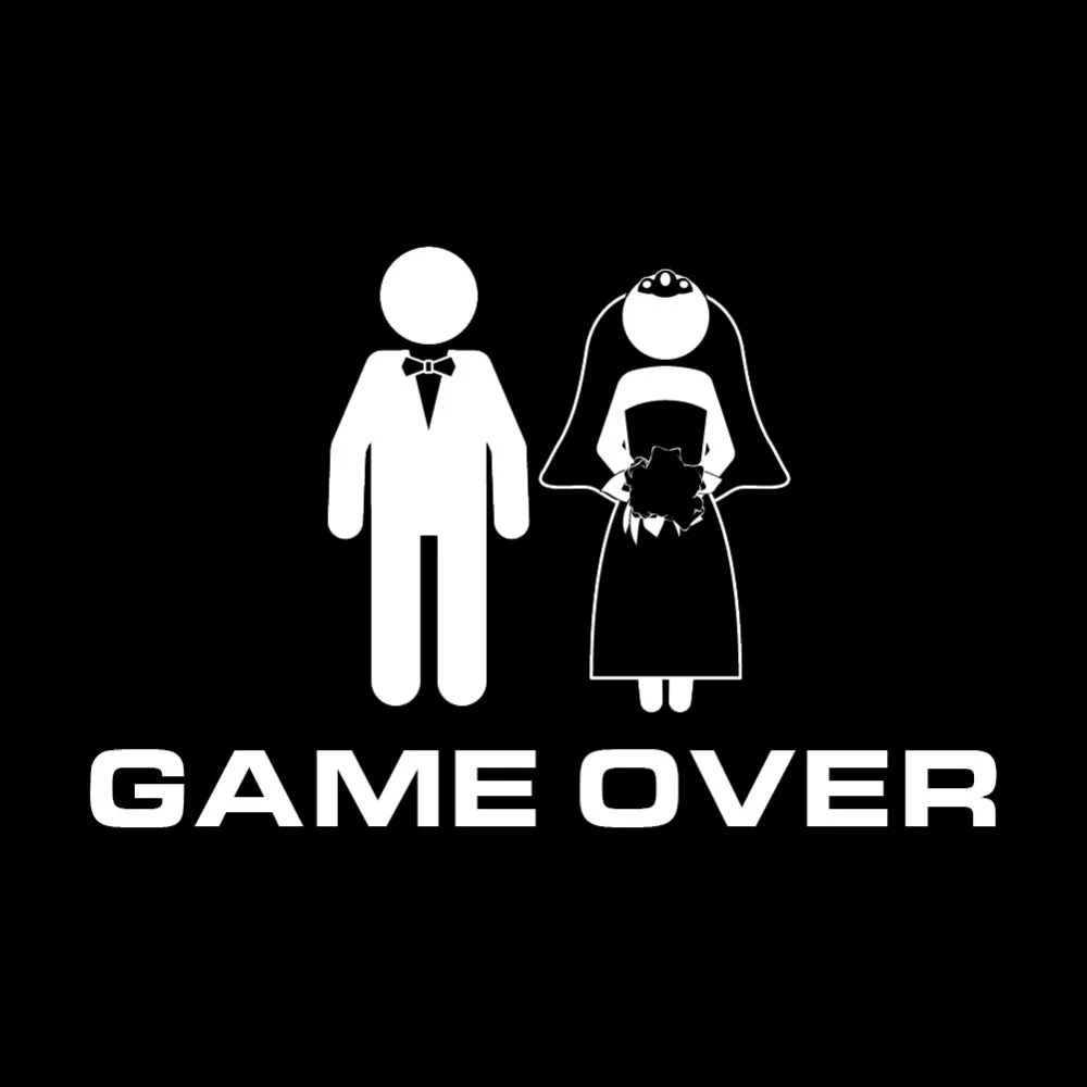 Funny Bride Groom Married Game Over Art Text Sticker Car Decal Window Bumper Waterproof Stickers Modern Decor L337