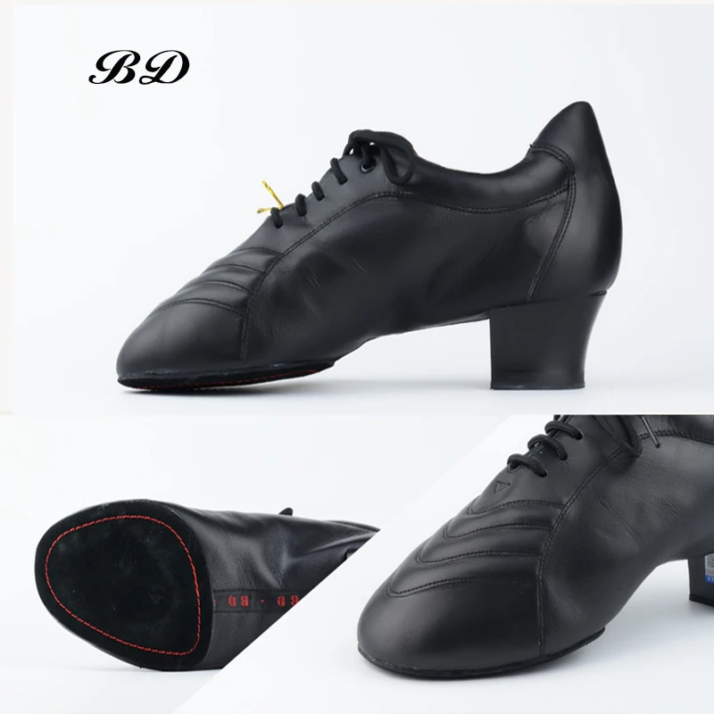 BD DANCE SHOES Latin Ballroom MEN Shoe Modern Non-slip BDDANCE 442 Authent Black soft Cowhide 4.5CM Boy Physical Training