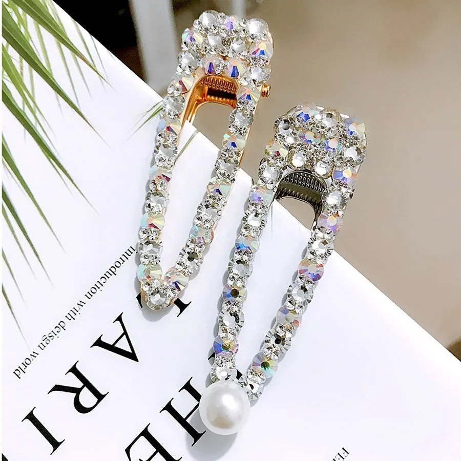 1PCS New Korea Full Crystal Hair Clips For Women Girls Fashion Pearls Hairpins Girl Barrettes Hair Accessories Hair Oranment