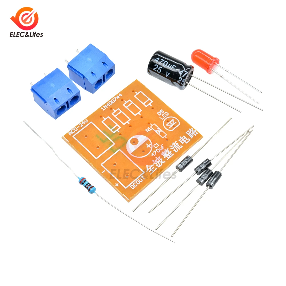 N4007 Full Wave สะพาน DIY ชุด AC To DC Converter ชิ้นส่วนอิเล็กทรอนิกส์ Suite