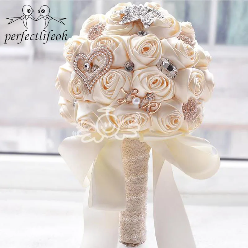 artificial Rose wedding bouquets hand made flower crystal bridal wedding bouquets for wedding decoration