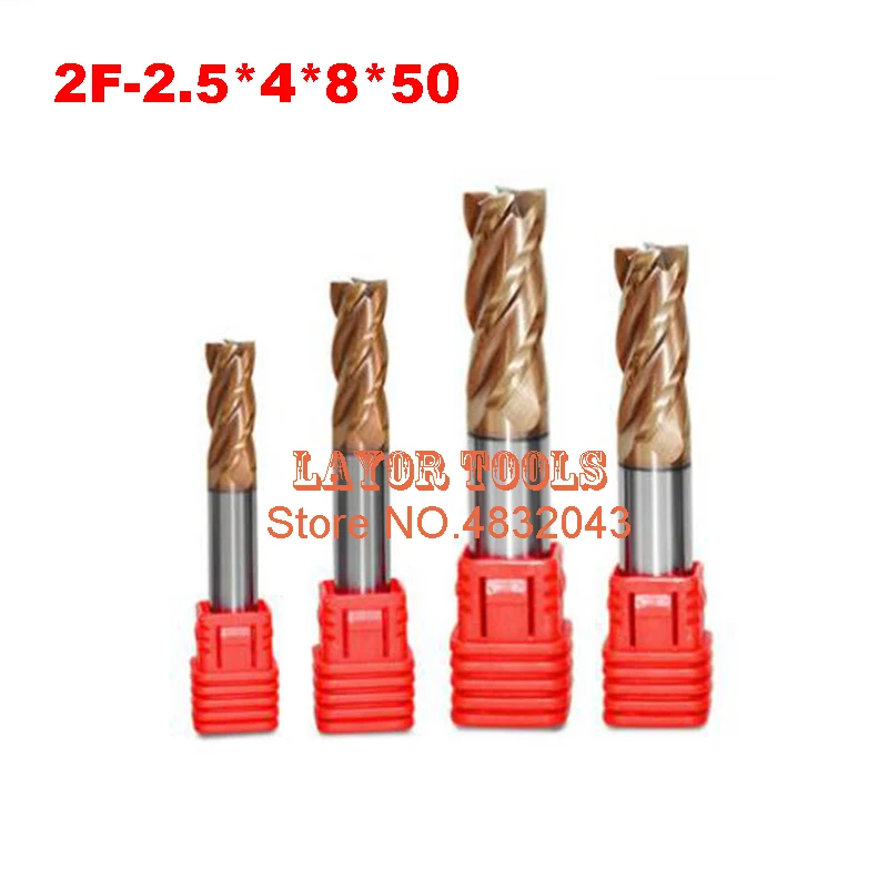 2F-2.5*4*8*50 HRC60,carbide Square Flatted End Mills coating:nano TWO flute diameter 2.5mm, The Lather,boring Bar,cnc,machine