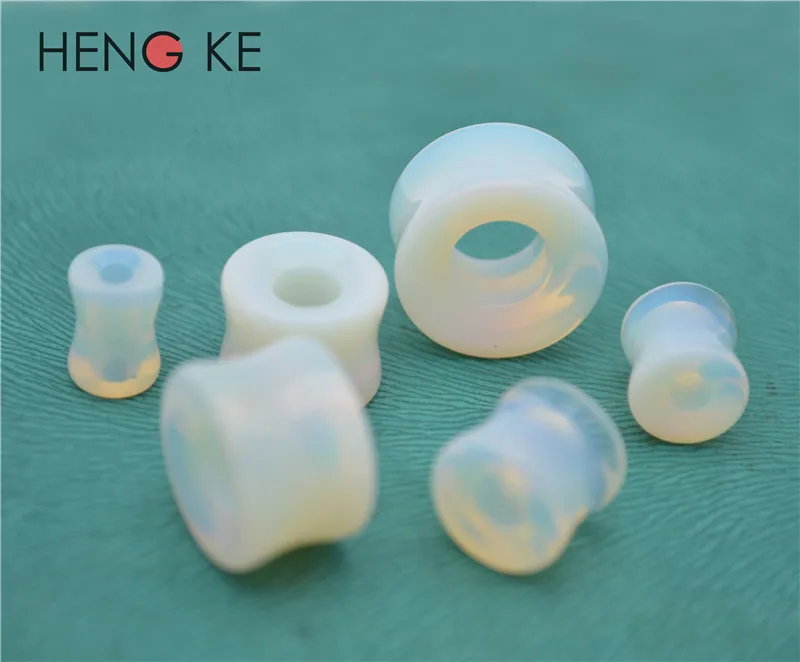 Opal Stein Flesh Tunnel Ohr-stecker-set Stetcher Doppel Flare Opalite Semi Kostbare Piercing Schmuck hip hop – Detail 4