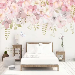 Custom Mural Wallpaper Modern Pastoral Pink Flowers Photo Wall Painting Living Room Bedroom Romantic Home Decor Sticker Poster