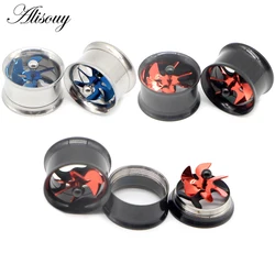 Alisouy 2Pcs Screw Propeller Ear Tunnel Stainless Steel Plugs Windmill ear Gauge Flesh Piercing Punk Jewelry Ear Reamer Expander