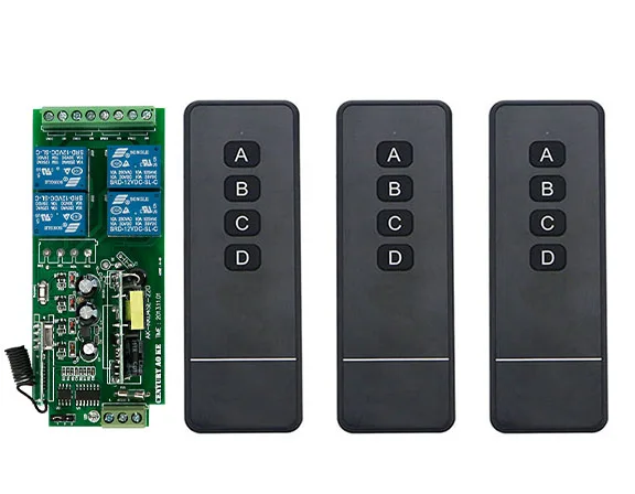 AC85v ~ 250 V 110 V 220 V 4CH RF Không Dây Điều Khiển Từ Xa Relay Chuyển Hệ Thống An Ninh Cửa Nhà Để Xe, điện Cửa/window/lamp