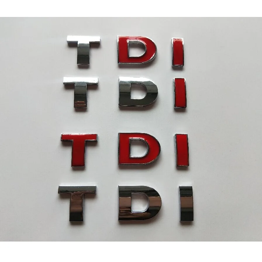 

Chrome Red Letters T D I TDI Modification Emblems Badges Symbols for Volkswagen Golf Polo MAGOTAN Passat Scirocco