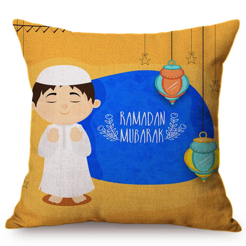 Muslim Child Celebrate Eid Ramadan Necessary Decorative Throw Pillow Case Children like Room Cartoon Decoration Cushion Cover