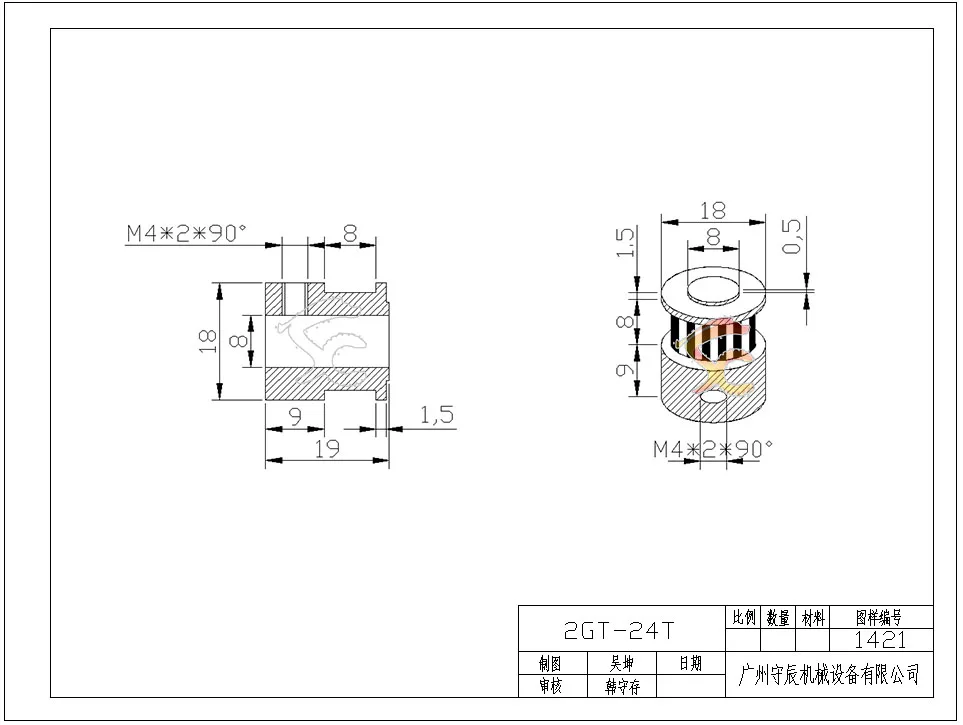 3D printer S2M Timing Pulleys 24 Teeth Pulley Timing Gear Bore 8mm For S2M belt Width 6mm Automatic equipment accessories