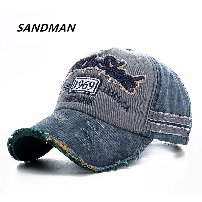 

SANDMAN Brand Wash Cotton Cap For Men Women Gorras Snapback Caps Rock Shark Baseball Caps Casquette Dad Hat Outdoors Cap