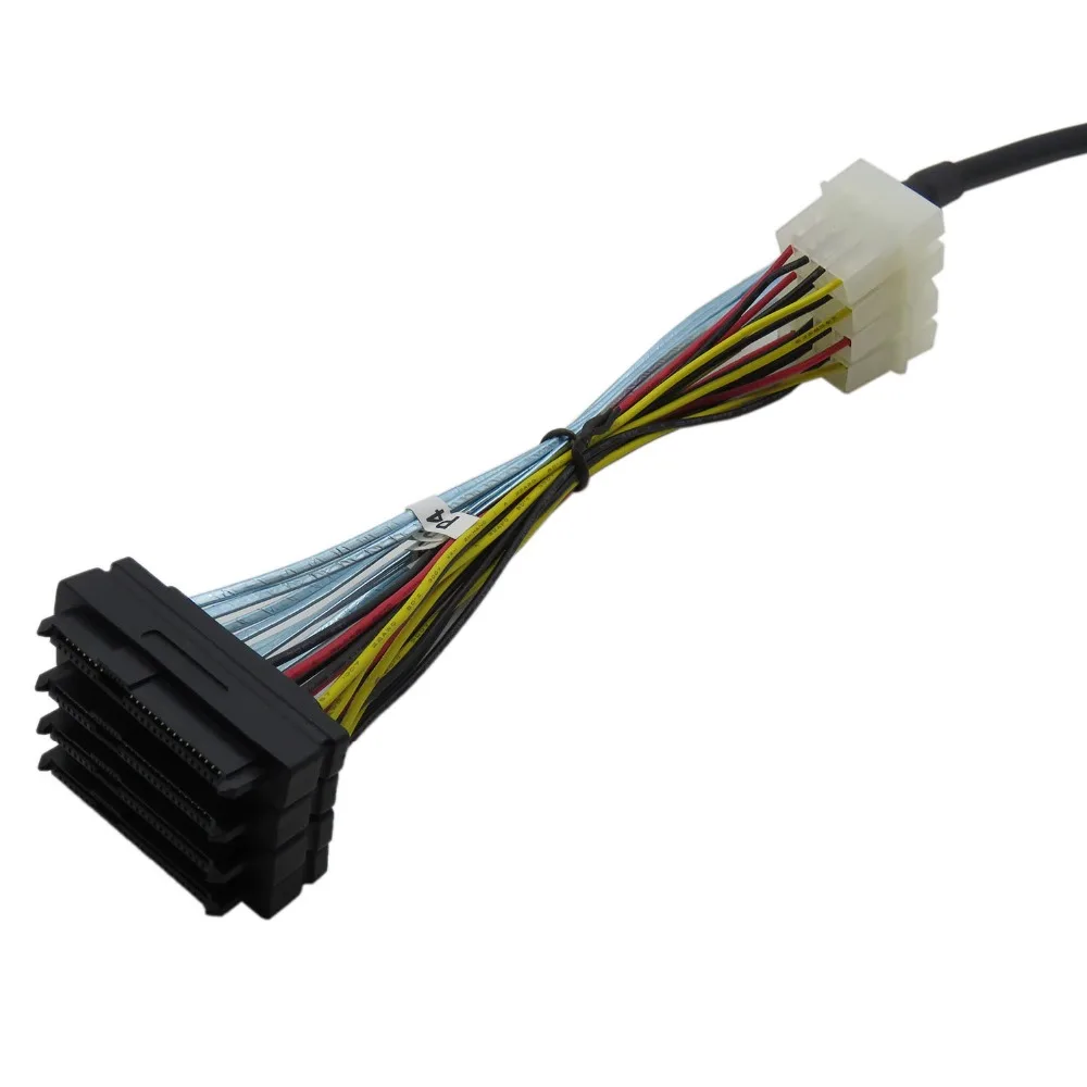 CableDeconn Mini SAS HD (SFF-8644) to 4xSAS 29 Pin Female(SFF-8482) With 4 Pin Power Server Data Cable