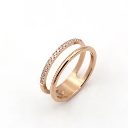 The New Fashion Hollow Double Layer 21 Handmade Inlaid Crystal Ring Plated Gold Women Engagement Ring Drop Shipping