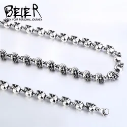 Beier New Store 316L Stainless Steel Necklace Cool Skull Necklace Punk Rock Ball Men's Necklace High Quality Jewelry LLBN1031