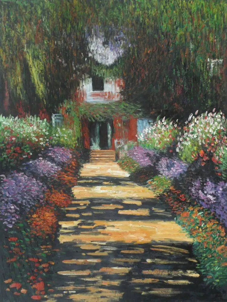 

Monet's Garden Path at Giverny Claude Monet Reproduction Oil Paintings for Living Room Wall Decoration Canvas Art