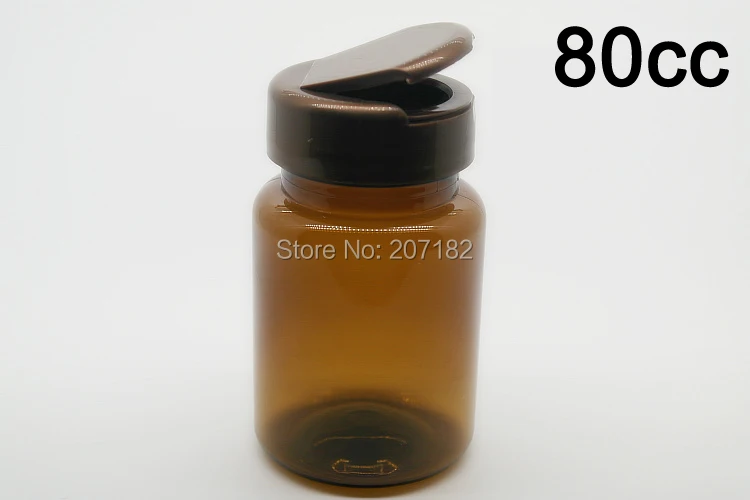 (100pcs/lot) 80cc Translucent Brown PET Bottles, Empty Plastic Bottle, 80ml Capsule Bottles With Brown Flip Top Cap