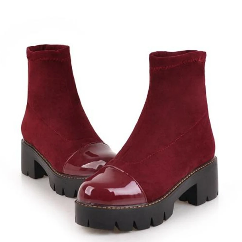 Women Boots Autumn winter New style fashion Short boots Middle heel Student Round head Grind Cashmere Elastic force Women Boots