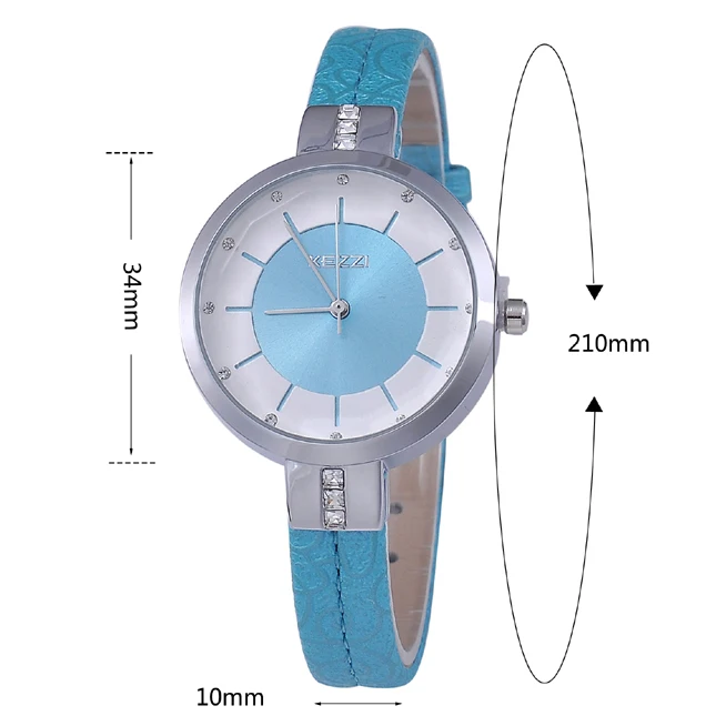 KEZZI – montre-bracelet en cuir pour femmes, mode incrustation strass, cadran Simple, mouvement à Quartz, japon