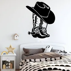 Cowboy Cowgirl Boot & Hat Western Shoe Car Laptop Wall Sticker Decal Cowboy Cowgirl Boot Vinyl Decor