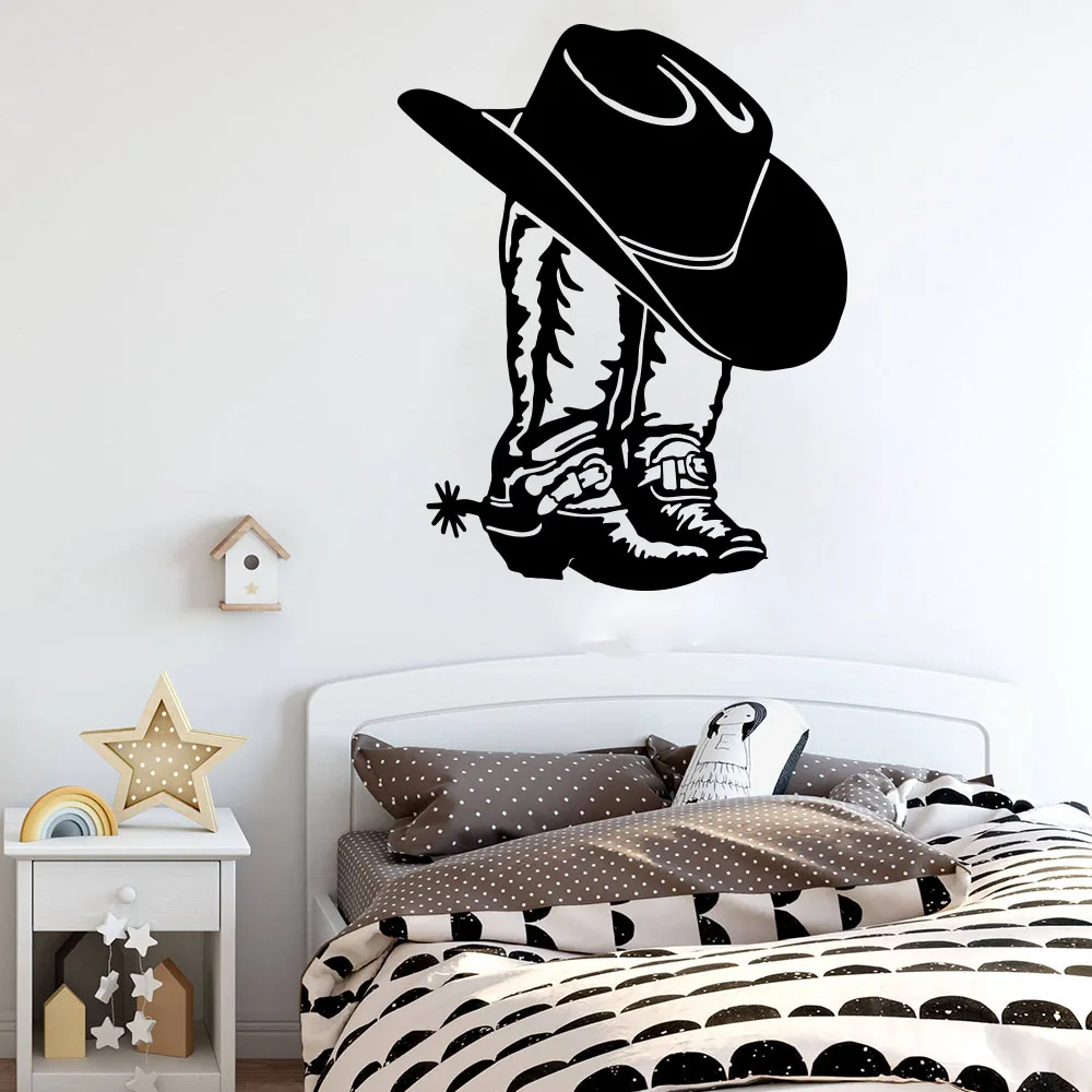 Cowboy Cowgirl Boot & Hat Western Shoe Car Laptop Wall Sticker Decal Cowboy Cowgirl Boot Vinyl Decor