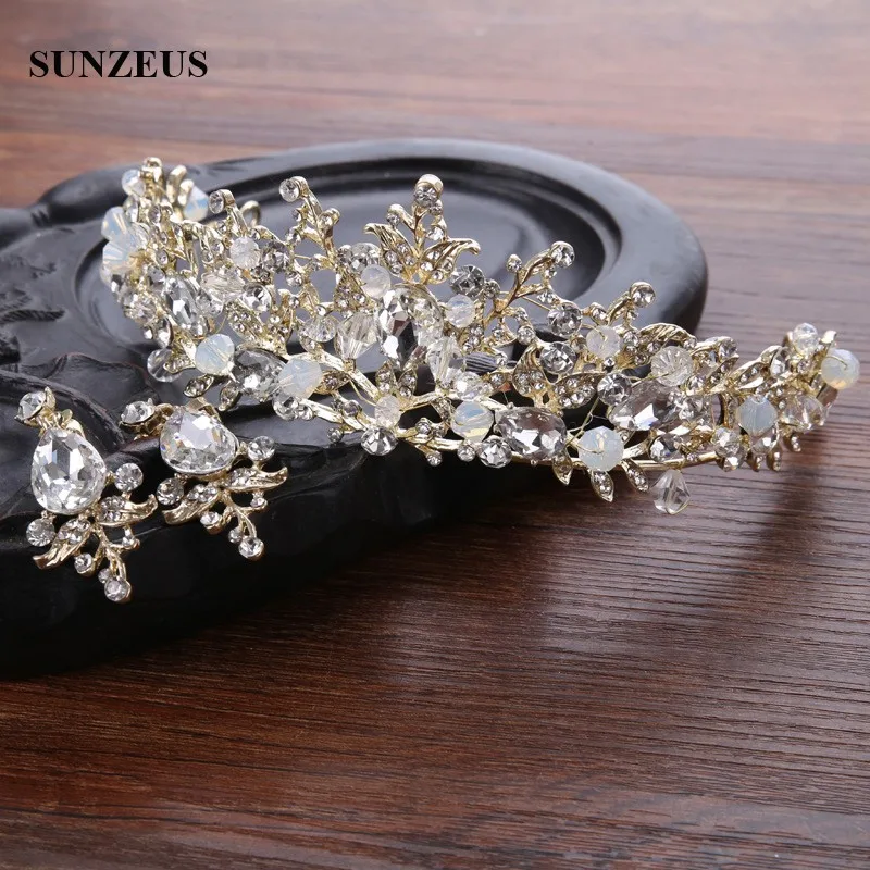 Hàng Mới Về Đầu Vàng Hồng Trang Sức Tiara Phụ Kiện Tóc Cưới Adorno Pelo Novia SQ0257