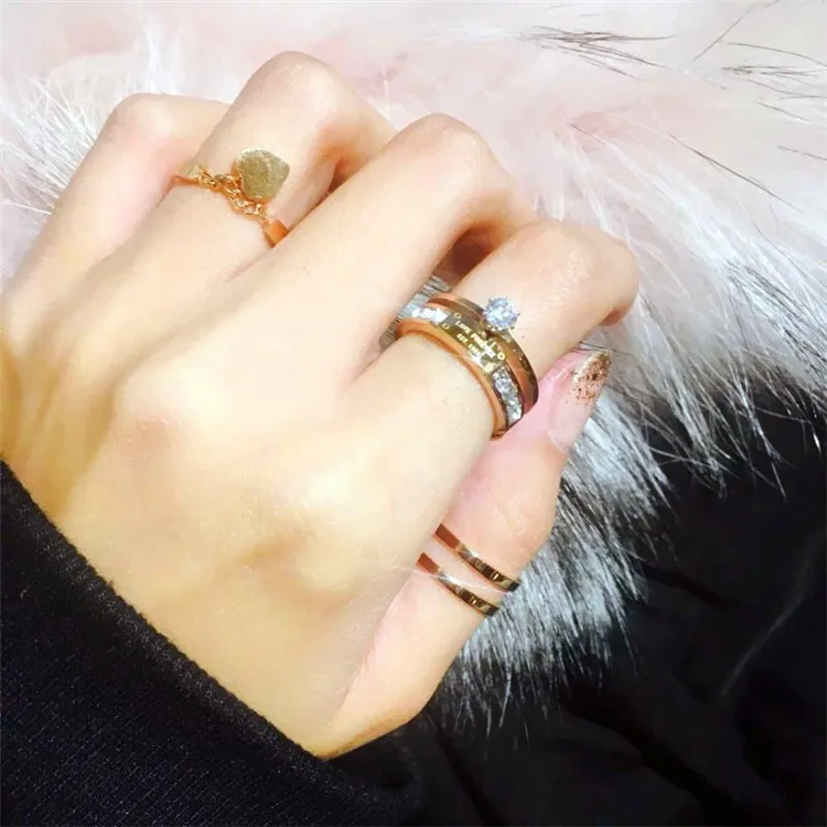 YUN RUO New Arrival Rose Gold Color Elegant Zircon CZ Ring For Woman Gift Party Stainless Steel Jewelry Top Quality Never Fade