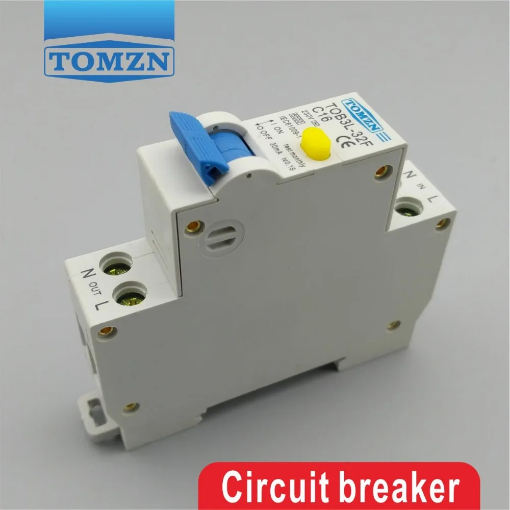 Disjoncteur courant résiduel TOB3L-32F de 18MM RCBO 16A 1P + N 6KA avec la protection de surintensité et de fuite