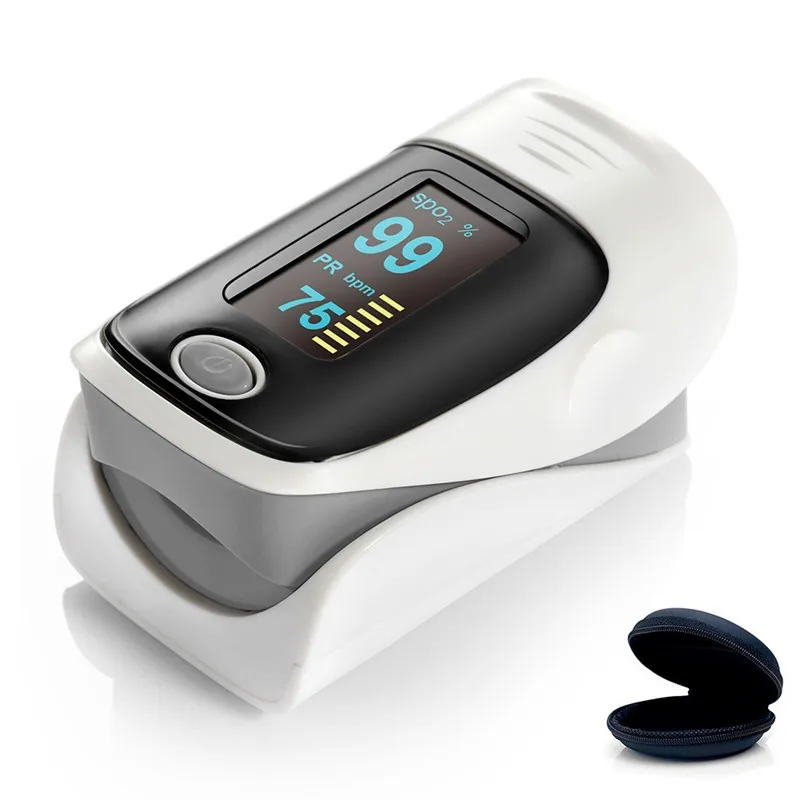 Digital Fingertip Pulse Oximeter with Carrying Case Blood Oxygen Saturation Meter Finger SPO2 PR Health Home Care Portable