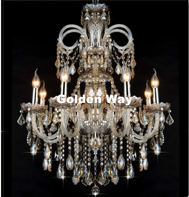 

Free Shipping Cognac Chandelier Crystal Glass Lighting Fixtures Hotel Crystal Lighting Lamp Staircase AC Long Chandelier Light