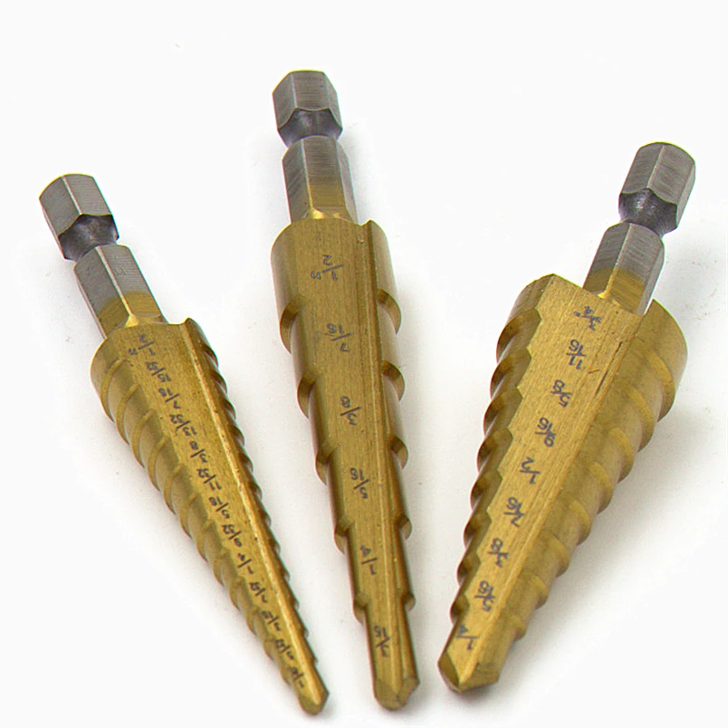 HSS خطوة الحفر Bits1/4 "إلى 3/4" النجارة الطاقة أدوات أسعار الجملة عالية الجودة 3 قطعة/المجموعة المعادن الحفر التيتانيوم