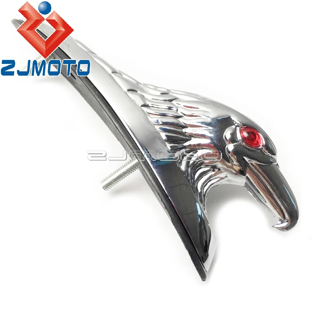 Chrome Motorcycle Eagle Head Fender Ornamental Statue For Honda Yamaha Suzuki Kawasaki Custom Bonnet Mascot Mudguard Decoration