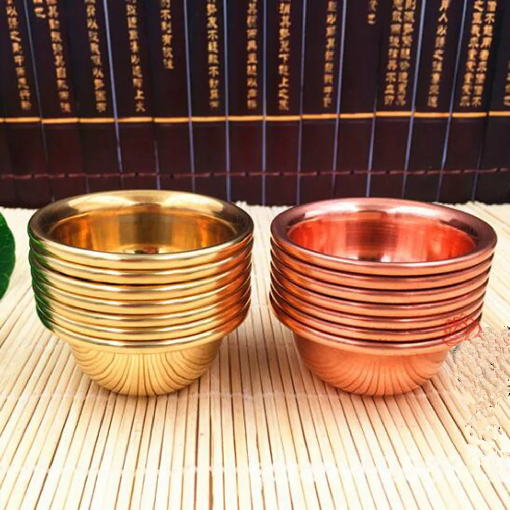 7pcs/set Tibet Tibetan Buddhist Supplies Copper Water Offering Bowl Plat Bottom Container Home Decoration Craft YYY9799