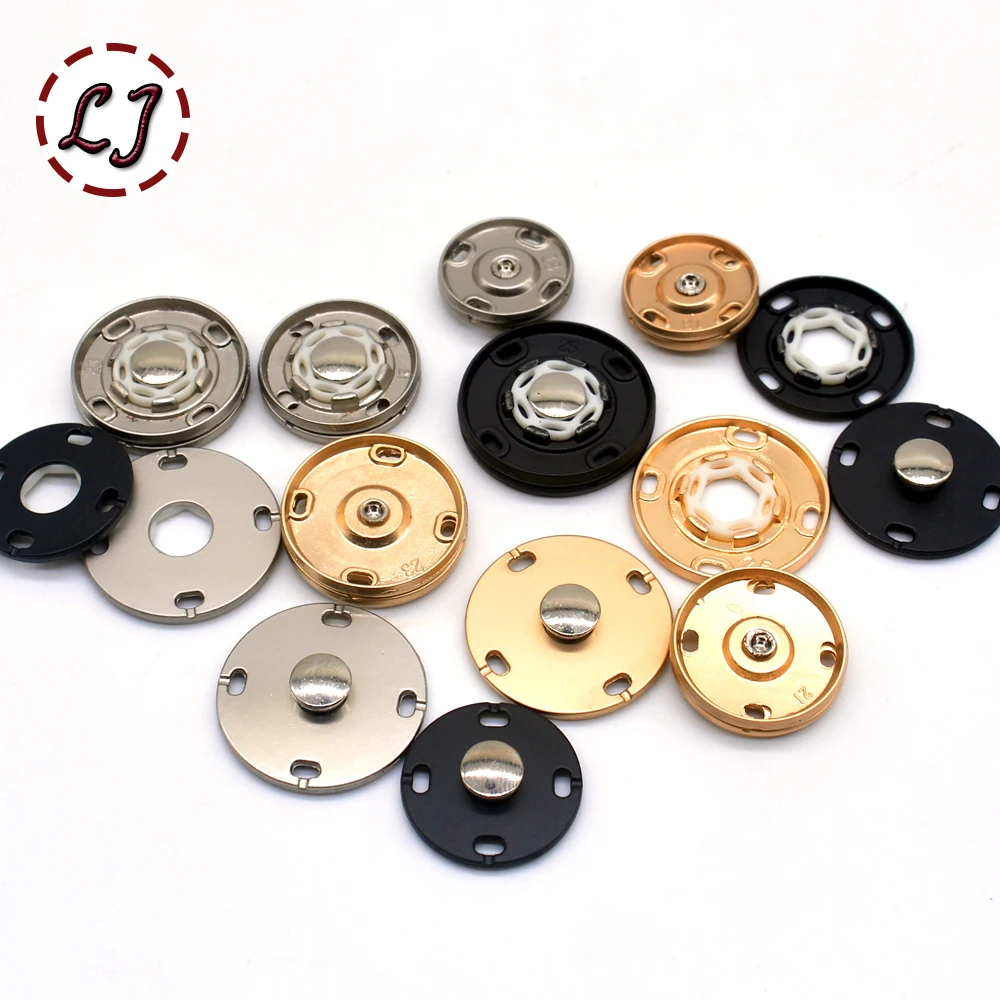 New High quality 10pcs/lot gold black big head Metal Snap Fasteners Press Button for suit jacket clasp mink coat accessories DIY