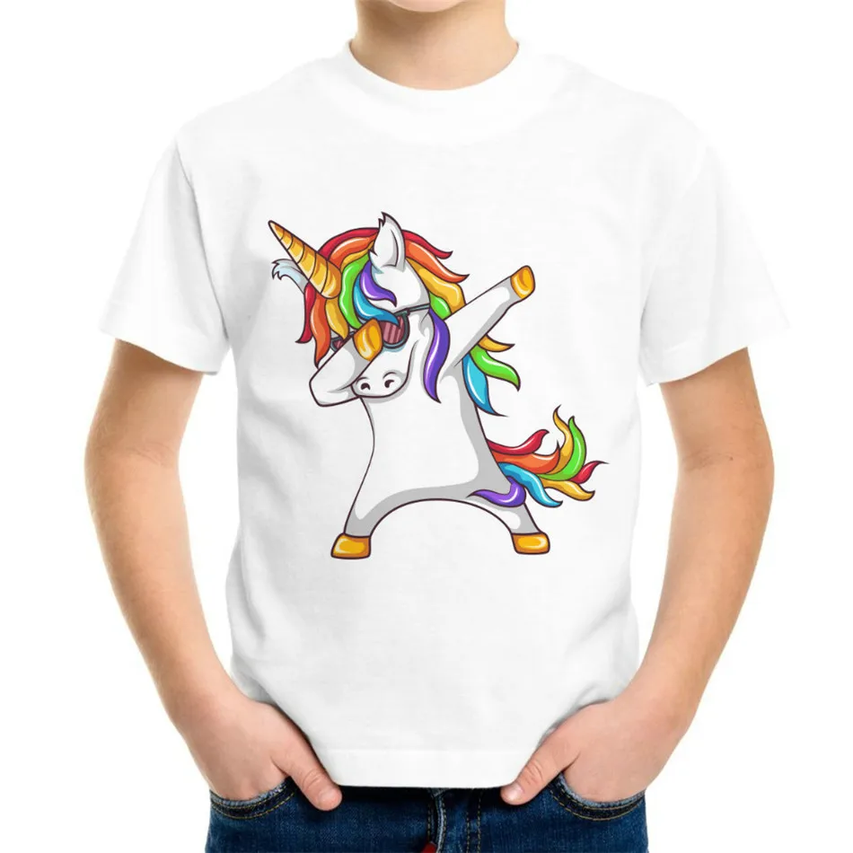 Joyonly 2019 Kids Fashion 3d T-shirt Boys Girls Lovely Dabbing Unicorn Dog Cat Animal Print T shirt Kids Baby Cool Clothes Tops