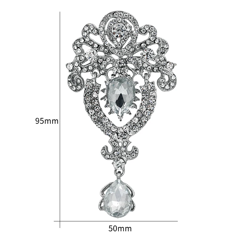 WEIMANJINGDIAN Brand Clear Crystal Rhinestones Pave Wedding Teardrop Brooches for Women Jewelry Accessories