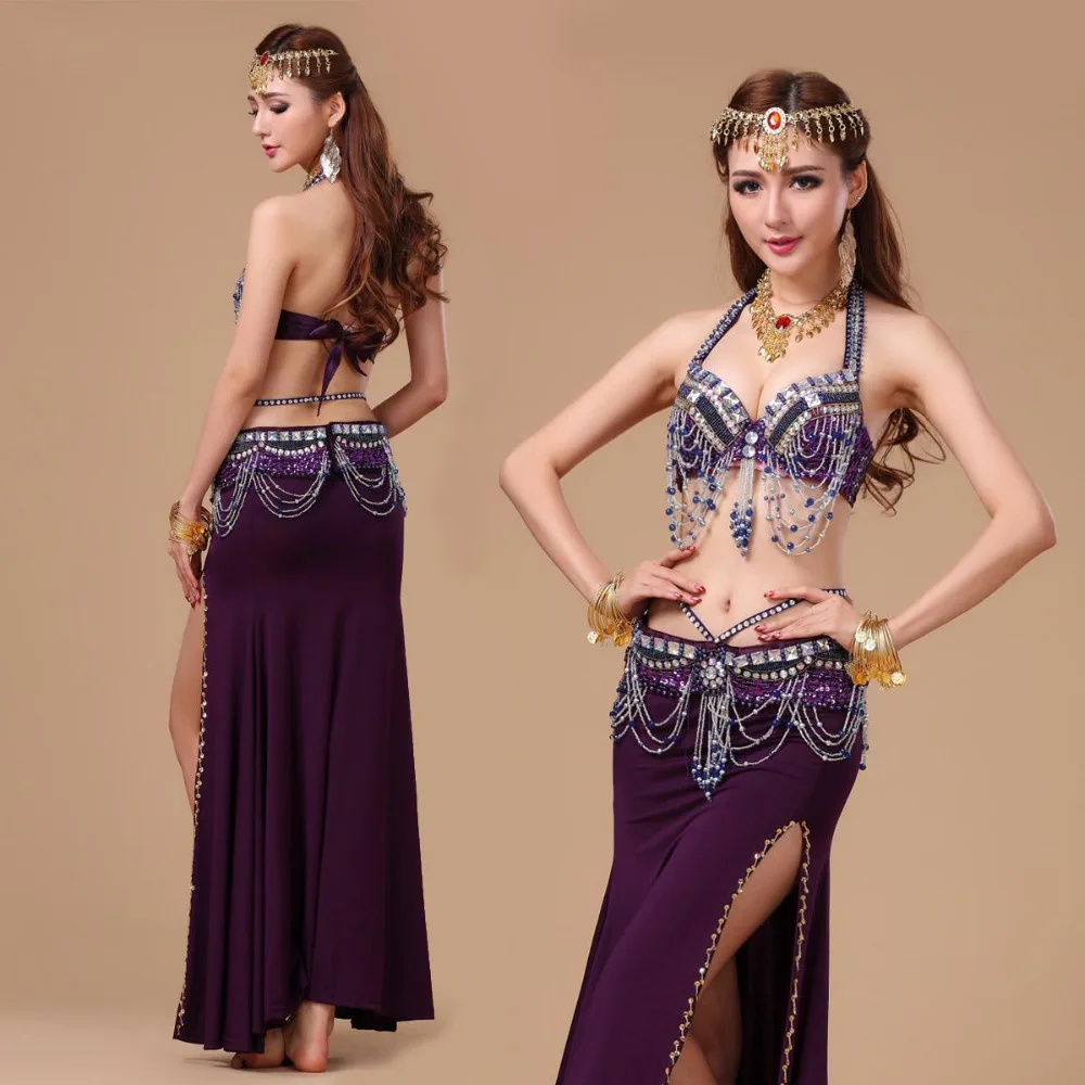 

New women 3 pcs/set Belly Dance Set Performing Practice Clothing 7 colors Ladies Belly Dance Costumes Suit Women Dance Dress