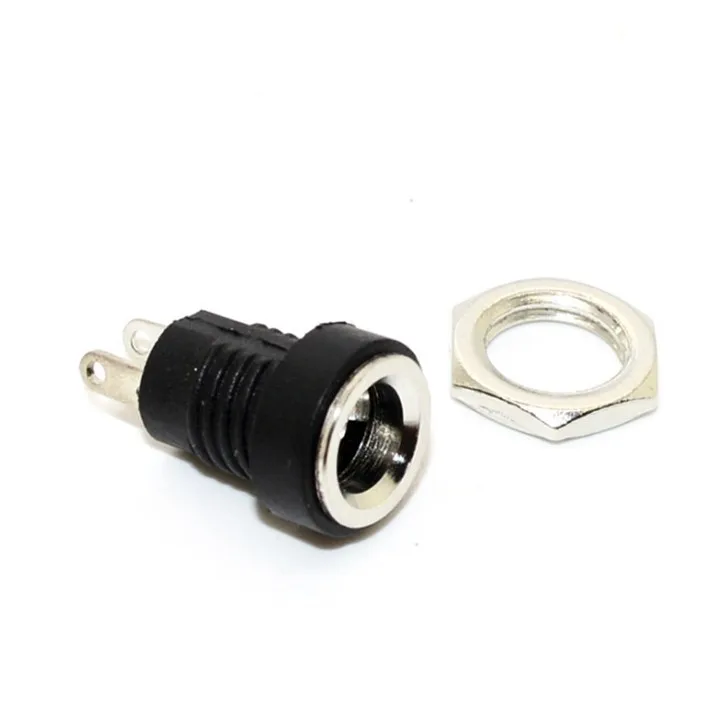 

10pcs DC connector electrical power plug DC-022B 5.5x2.1mm 2 pins / 5.5x2.5mm 2 pins round hole with nut