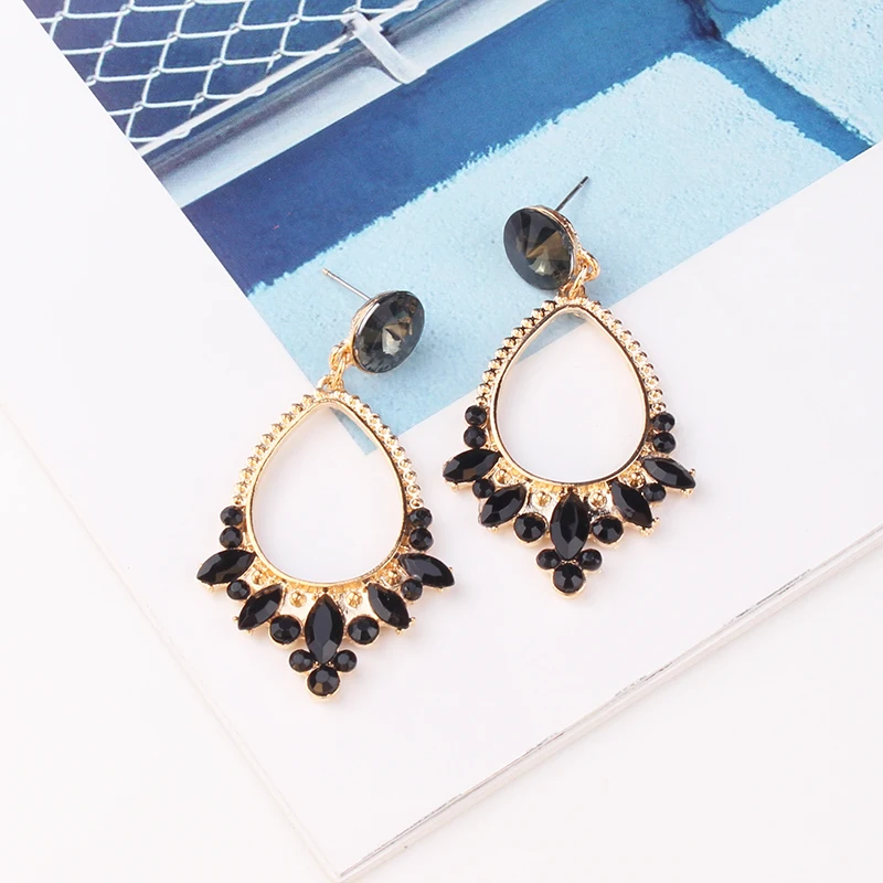 Beautiful Fashion Flower Crystal Drop Earrings Jewelry Full Austrian Rhinestone Crystal Drop Earrings for Women Gift New