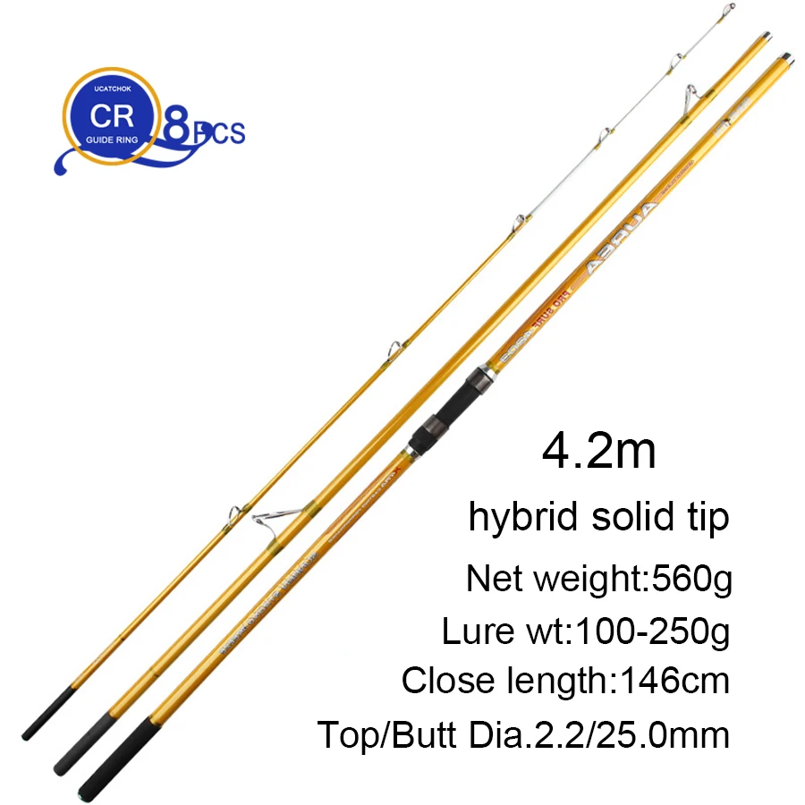 wholesale 2pcs/pack 4.2M 3 Insert sections Pure Carbon Fiber Beach Long Casting Far Shot Distance Throwing Surf Carp Rod