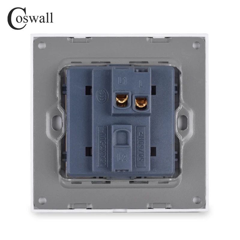 Coswall Luxury Crystal Tempered Glass Panel 1 Gang Doorbell Switch Push Button Wall Switch 16A C1-DB