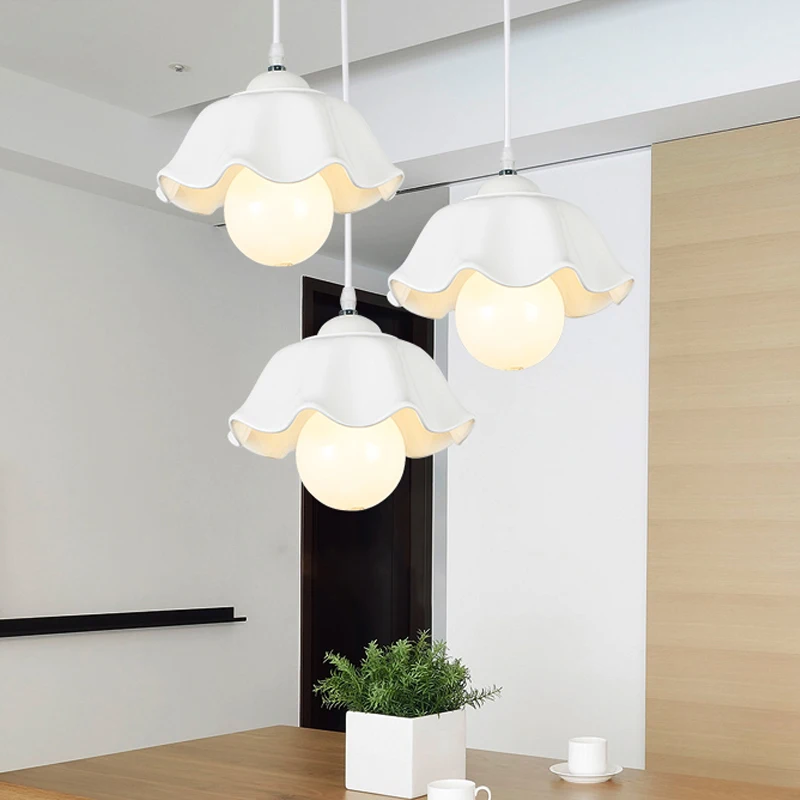 Three simple modern dining table bar living room chandelier ceramic balcony single head dining room restaurant hanging lamps