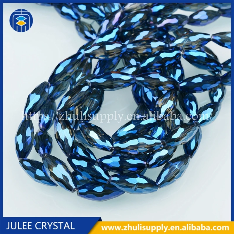 JuleeCrystal 6x13mm Long Oval Shape Beads Colorful Glass Crystal Beads for Jewelry Necklace