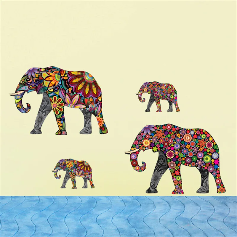 35*60CM New Elephant Pattern Folk Style Posters Wall Stickers For Children Room Decorative Can Remove