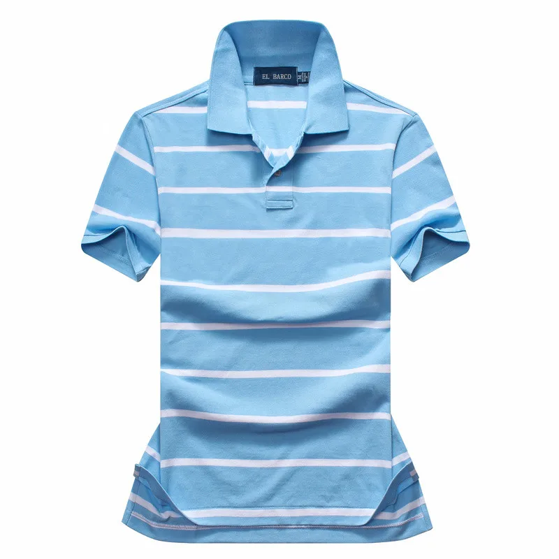 Polo informal de verano para hombre, Camiseta de punto de algodón de manga corta a rayas de Color negro, Polo suave y transpirable para hombre, Polo de talla grande S-XXL