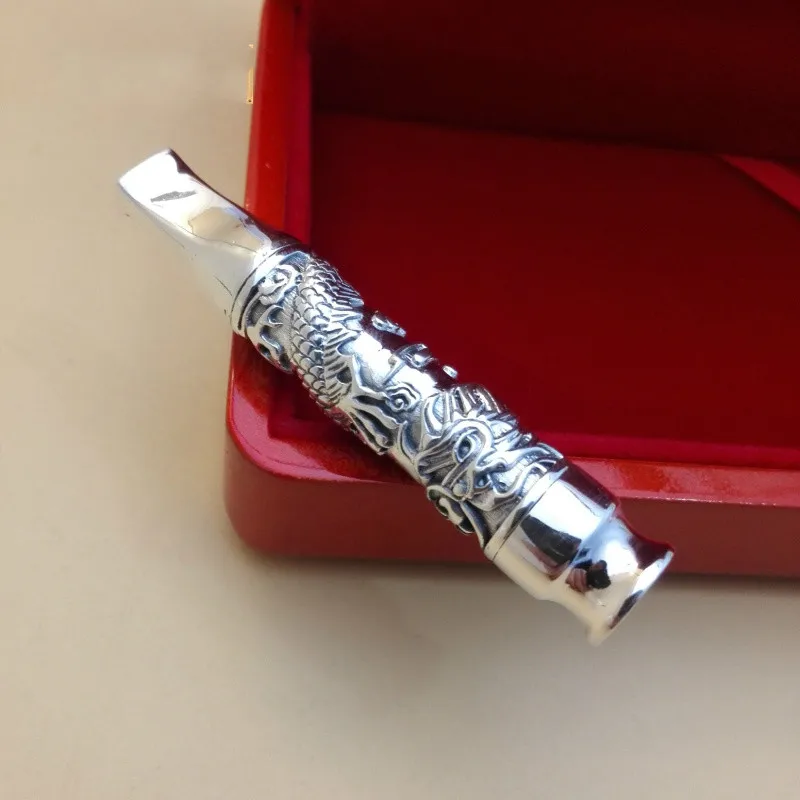 Pure Silver Xianglong Cigarette Holder With Filter Element  999 Silver Jewelry Cigarette Bag, Tap Cigarette, Pipe, Men's