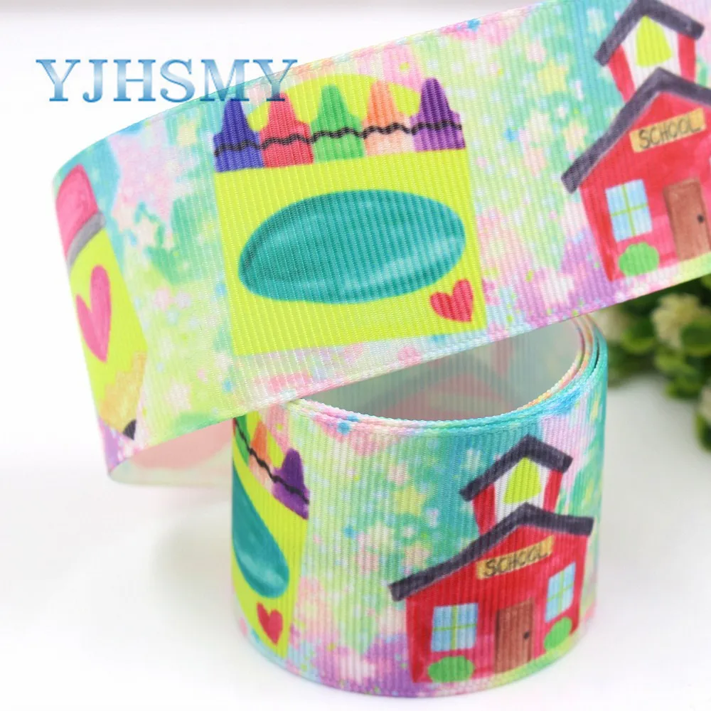 YJHSMY G-18719-654,10 yards 38 mm Cartoon Ribbons Thermal transfer Printed grosgrain Wedding Accessories DIY handmade material