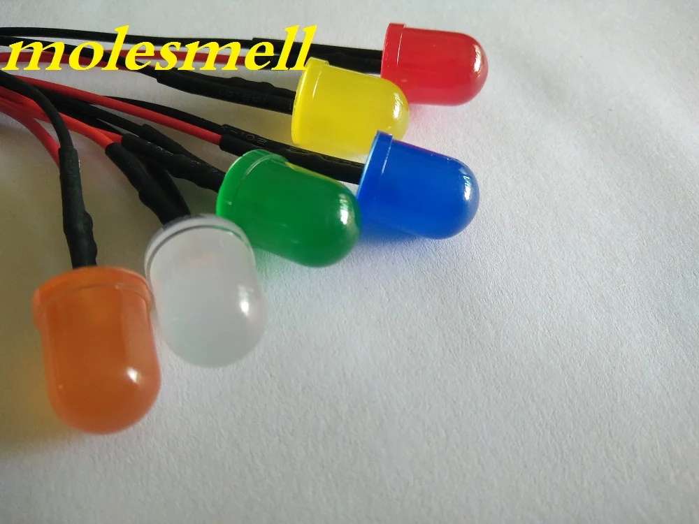 5pcs 10mm 3V DC Pre-Wired diffused LED + Plastic Bezel Holder Light red yellow blue green white orange warm white diffused