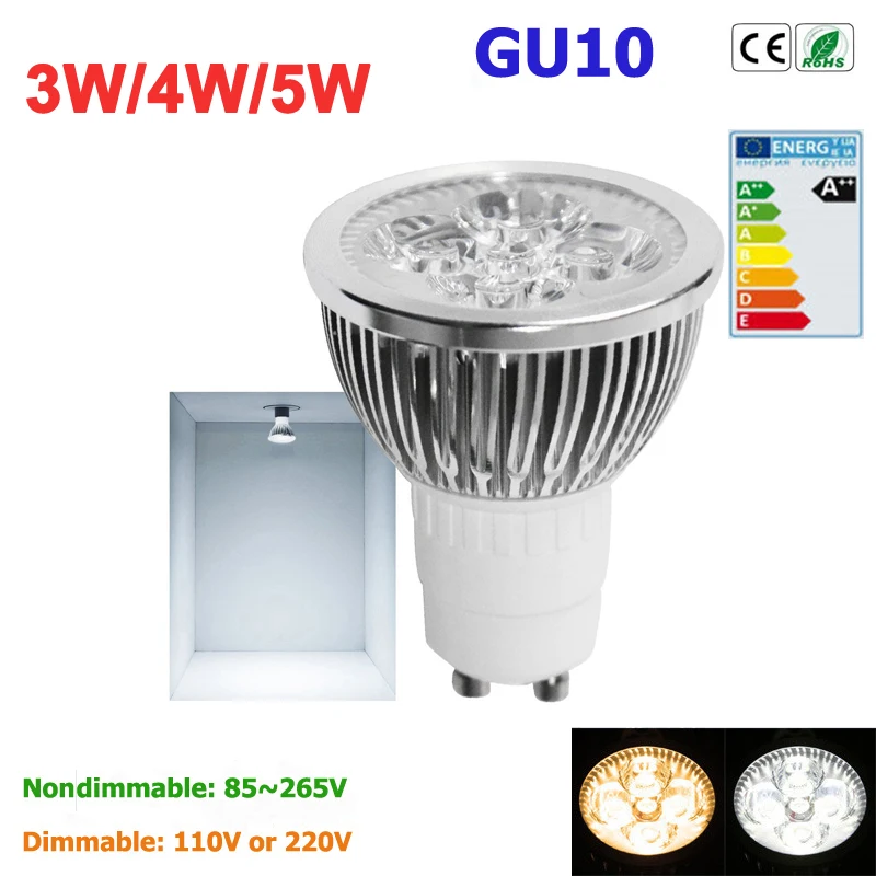 1pcs Super Bright 3W 4W 5W GU10 LED Bulbs Light 110V 220V Dimmable Led Spotlights warm/ cold white Natural White lamps