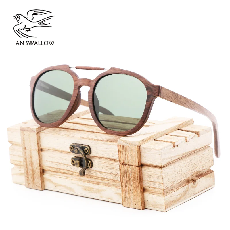 New Classic Trend Wooden Sunglasses Elliptical Frame Fashionable Gentlemen's And Women's Sunglasses TAC Lens UV400 Glasses